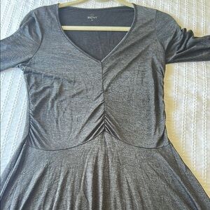 NWT XCVI Black V-Neck Long Sleeve Fit and Flare Dress